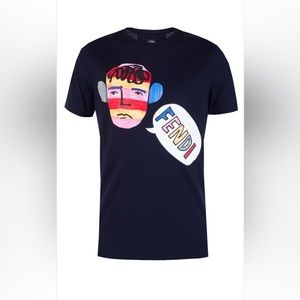 Navy cotton T-shirt from Fendi.